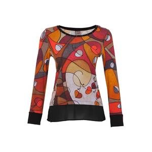 NEW DOLCEZZA simply art heart leaves tunic top in multi color